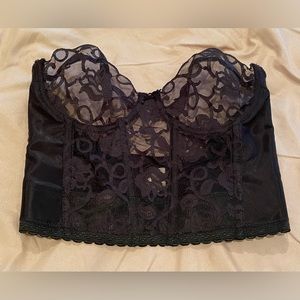 Victoria’s Secret 1990’s (Vintage) Gold label black lace bustier size 34B